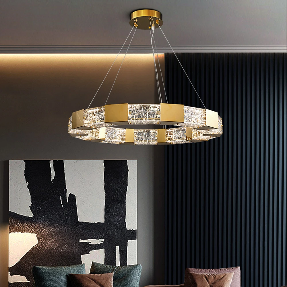 Krúžok dizajn obývacia izba LED luster z nehrdzavejúcej ocele lampa 80 cm luxusné jedáleň kroonluchter