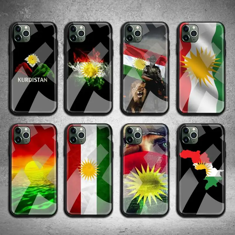 Kurdistan Vlajka Lev Telefón Prípade Tvrdeného Skla Pre iPhone 11 Pro XR XS MAX 8 X 7 6 6 Plus SE 2020 prípade