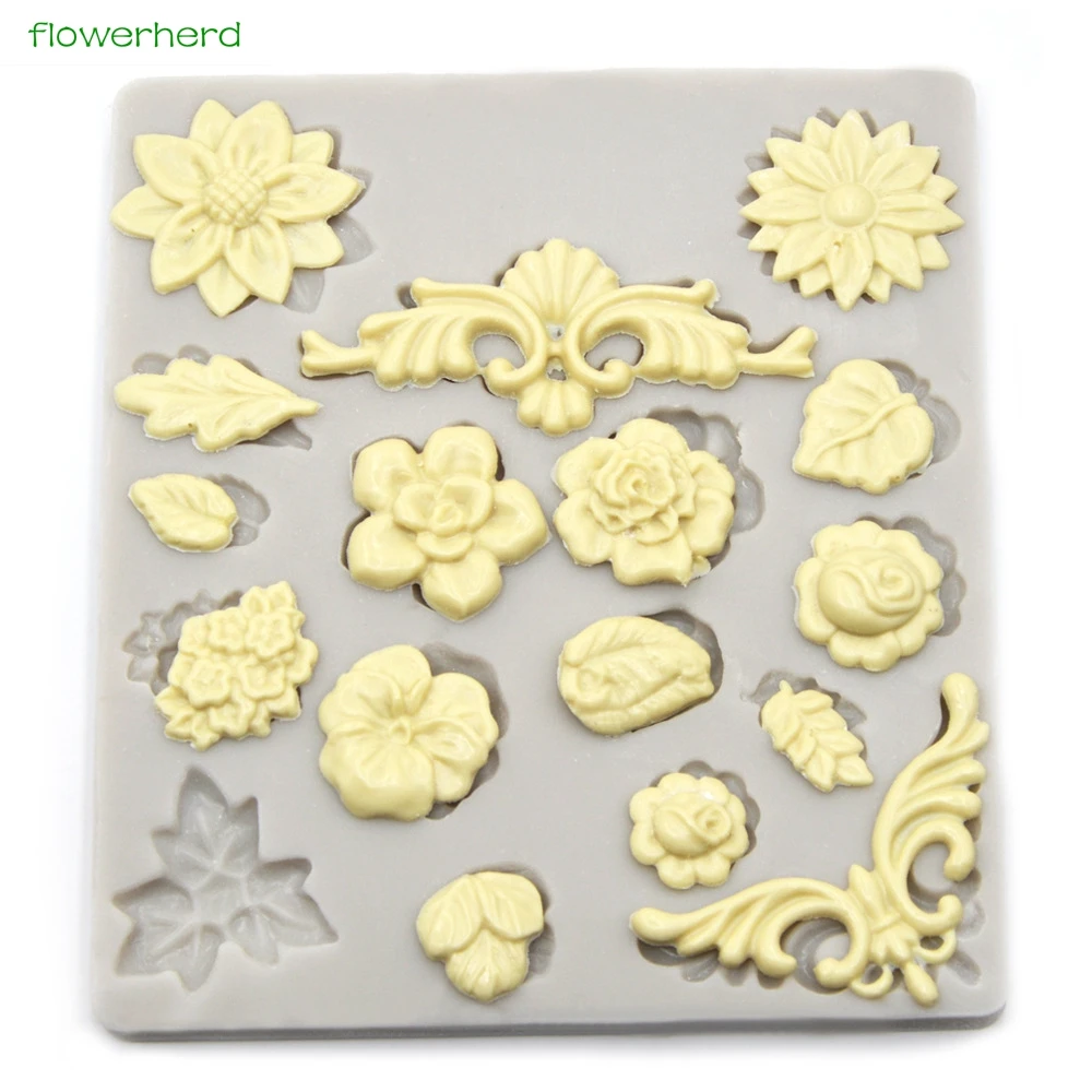Kvetinový Tlačiť Plesne Cake Zdobenie Nástroje Fondant Tortu Formy Kvet Silikónové Formy Tortu Čipiek Plesní