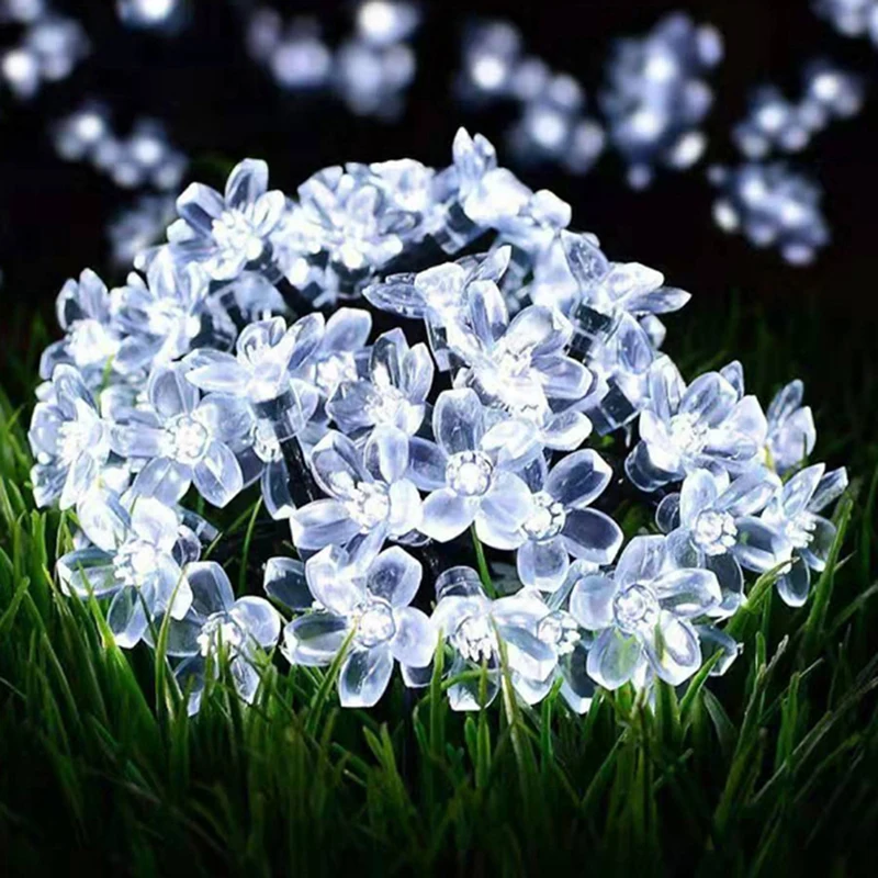 Kvetinový Veniec Na Ulici Solárne Záhradné LED Reťazec Svetlá Vodotesný 5M/7M