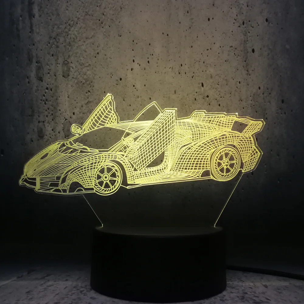 Lamborghini Veneno Pretekárske Auto Model 3D LED Lampy, Nočné Svetlo v Pohode hračka teenager supercar fanúšikov narodeniny Izba Dekor žiarovka