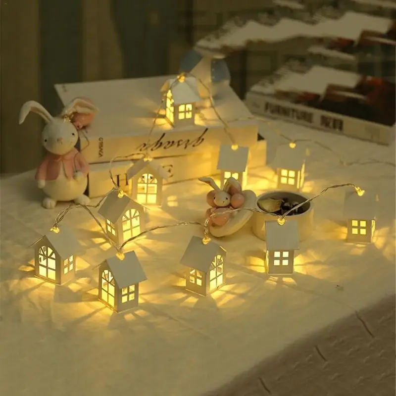LED Drevo Dom Iny Zdobené Nordic Vianoce Malý Dom Usb Nabíjanie Svetlo String Svadobné Party Domáce Dekorácie String Svetlá