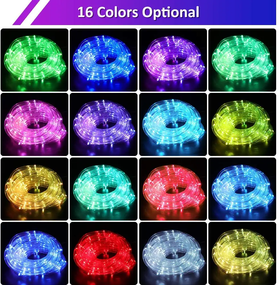 LED Lano Svetlá RGB Farby String Svetlá s 4 Režimy 16Colors USB Powered Lano Tube Light s Diaľkovým Nepremokavé Strany