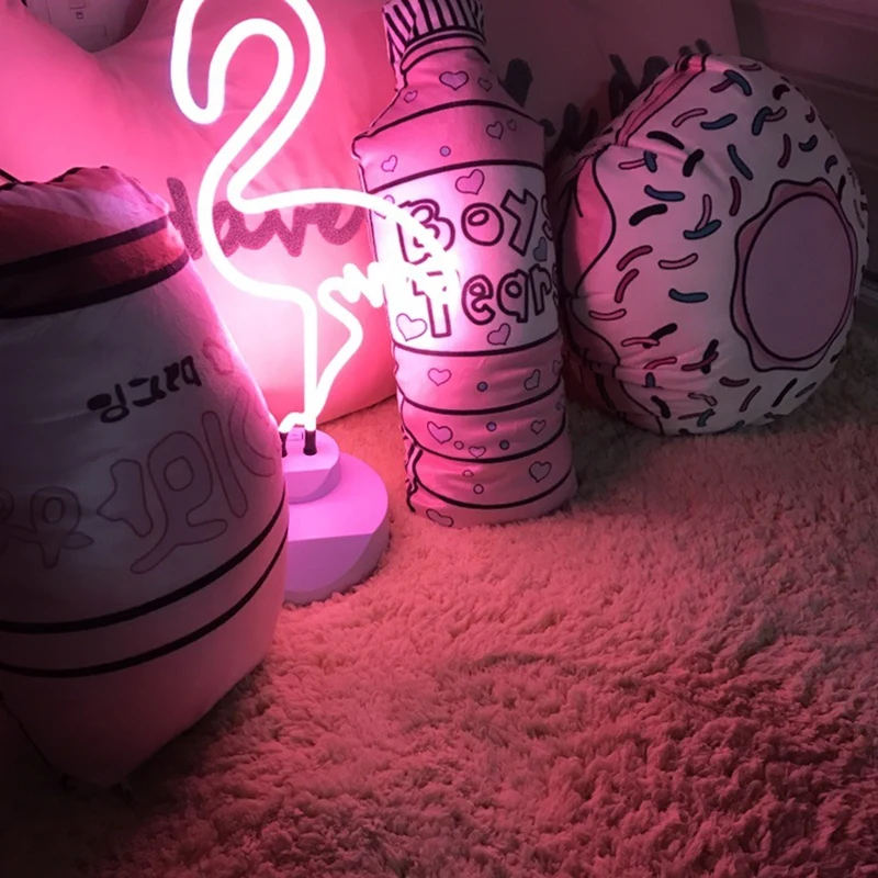 LED, Neónové Osvetlenie, Sklenené Nočné Svetlo Sexy Prihlásiť stolná Lampa Flamingo Vianočný Večierok 3D Umenie Domáce Dekorácie Neon Ružová USB alebo Batérie