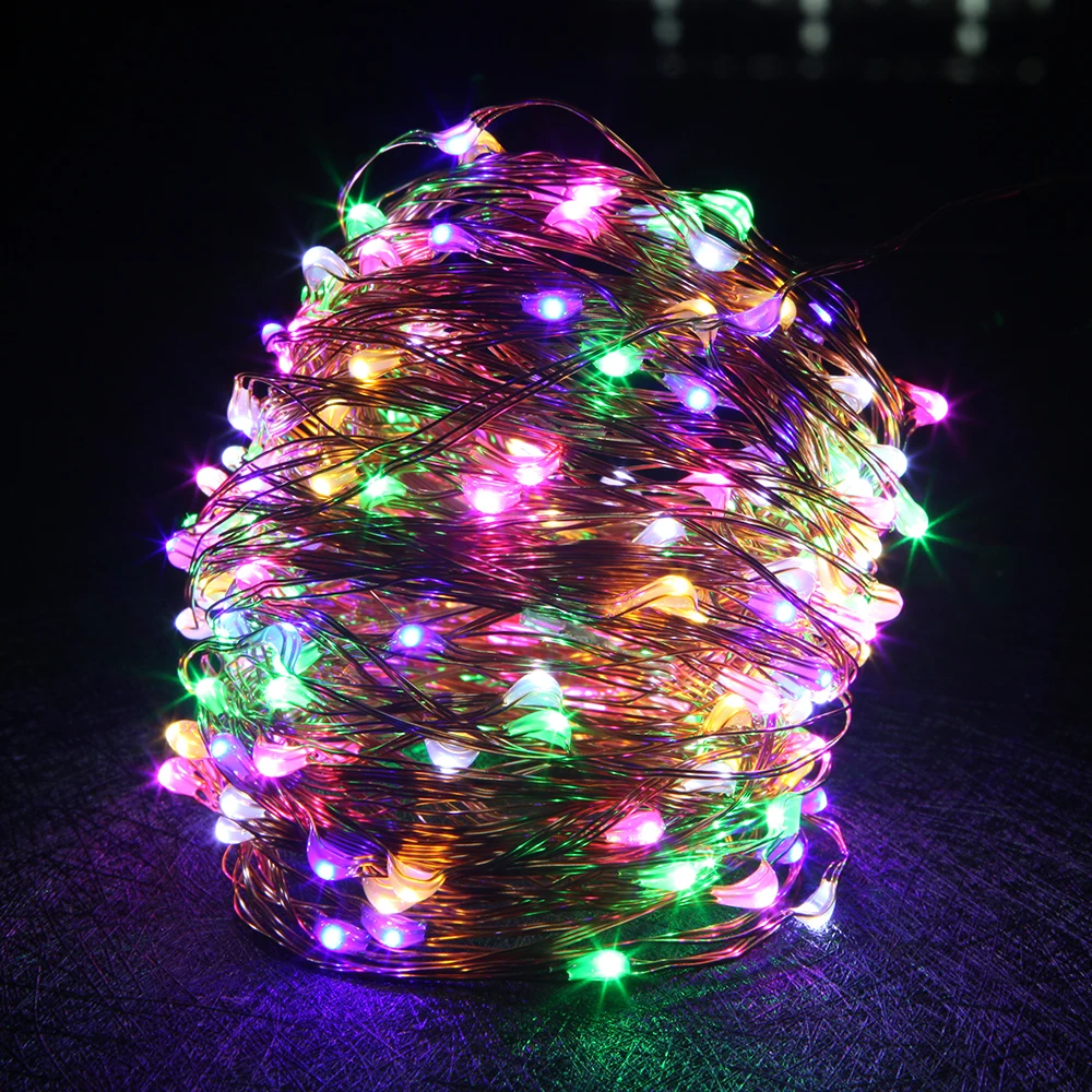 LED Vonkajšie Vianočné Rozprávky Svetlá 10 m 20 m 30 m 50 m Teplá Biela Medený Drôt LED Reťazec Osvetlenie, Hviezdne Svetlo + diaľkové Napájací Adaptér