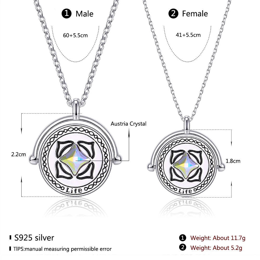 LEKANI 925 Sterling Silver Náhrdelník Prívesok Pre Milovníkov Čakry Kolo Rakúsko Crystal Náhrdelník Výročie Šperky 2020