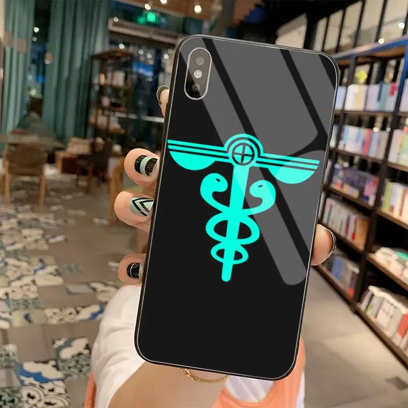 Lekárske cartoon psycho prejsť logo Luxusný Telefón Prípade Tvrdeného Skla Pre iPhone 11 Pro XR XS MAX 8 X 7 6 6 Plus SE 2020 prípade