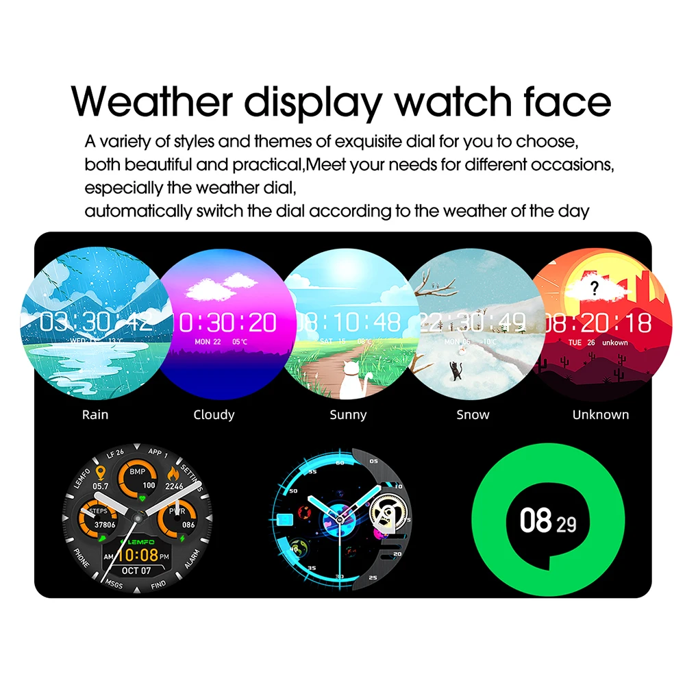 LEMFO LF26 1.3 Palcový Full Touch 360*360 HD Amoled Displej Smart Hodinky Mužov Bluetooth 5.0 Počasie Hodinky Smartwatch Pre Android