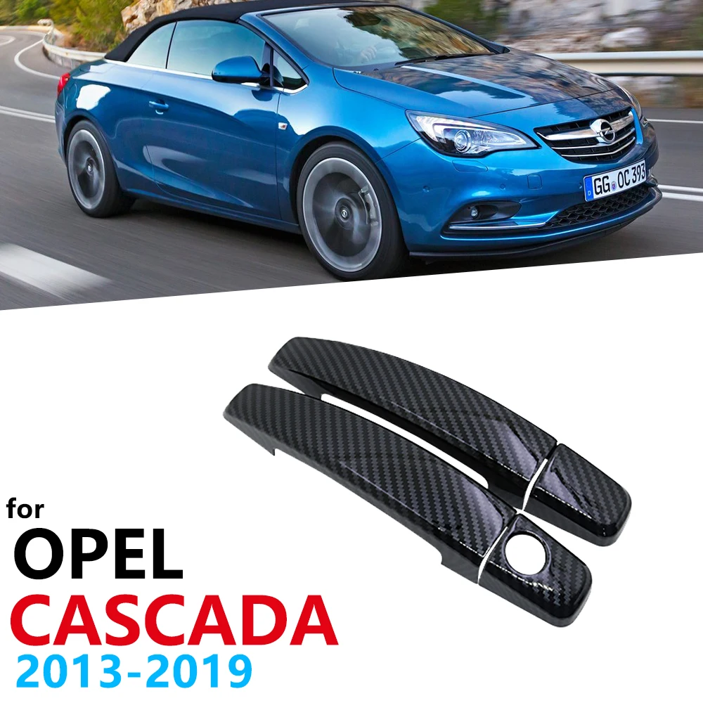 Lesklý Čierny Carbon Fiber Kľučky Dverí Kryt Výbava pre Opel Cascada Cabrio Buick Vauxhall 2013~2019 Auto Príslušenstvo Nálepky