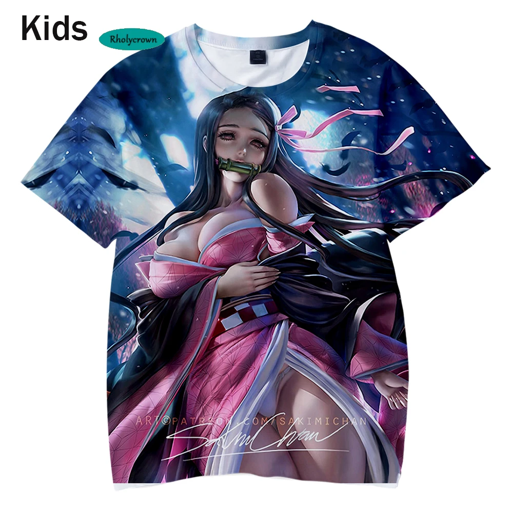 Letné 3D T-Shirt Nové Prined Komické Démon Vrah Deti T tričko Fashion Deti Hip Hop Chlapci Dievčatá 3D Kimetsu č Yaiba t-Shirt