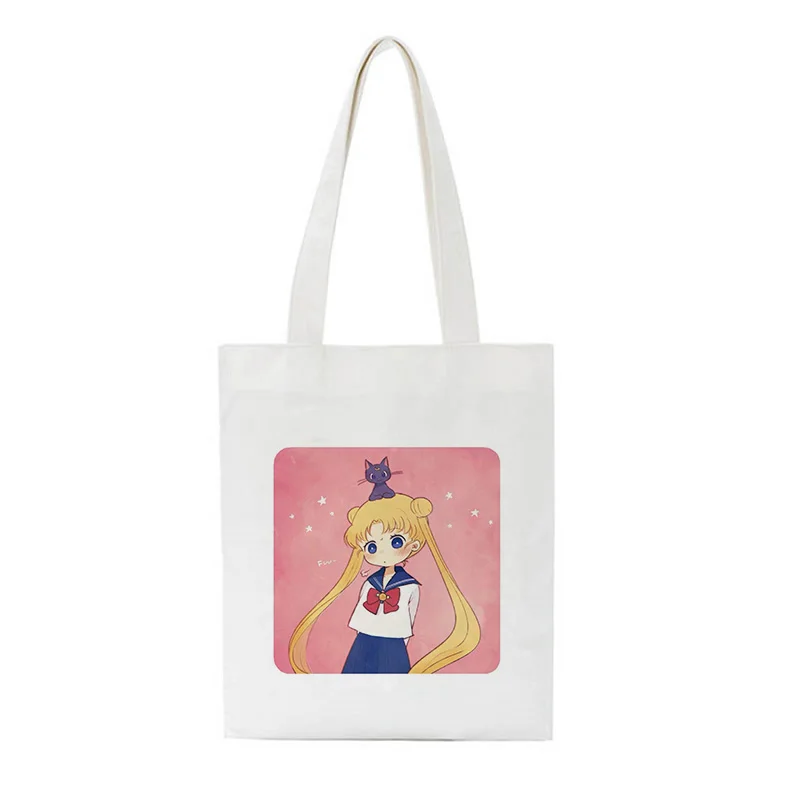 Letné Crossbody Ženy Taška Veľká Kapacita Bežné Ramenný Plátno Tašky Harajuku Cartoon Ulzzang Sailor Moon Kabelka Zábavné Kabelku