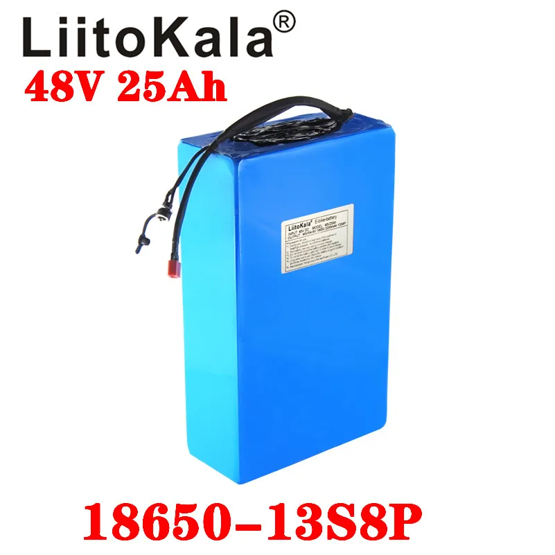 LiitoKala 48V25ah 48V batéria Lítiová Batéria 48V 25AH 1000W elektrický bicykel, batéria Postavený v 50A BMS+54.6 V 2A nabíjačku