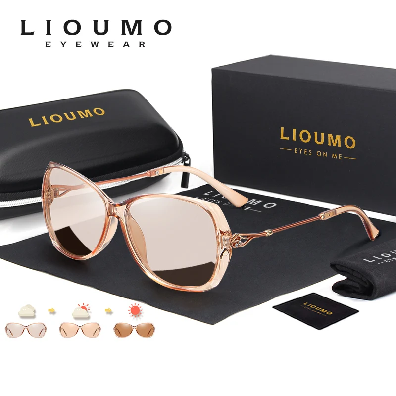 LIOUMO Módny Dizajn Photochromic slnečné Okuliare Pre Ženy Polarizované Cestovné Nadrozmerné Okuliare Luxusné Dámske Okuliare oculos de sol