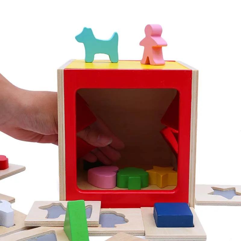 Logická Hračka nevidiacich puzzle box, Montessori Educationa detí ruky a mozog s osvietenie hračky dotyk predmetov-drevené hračky
