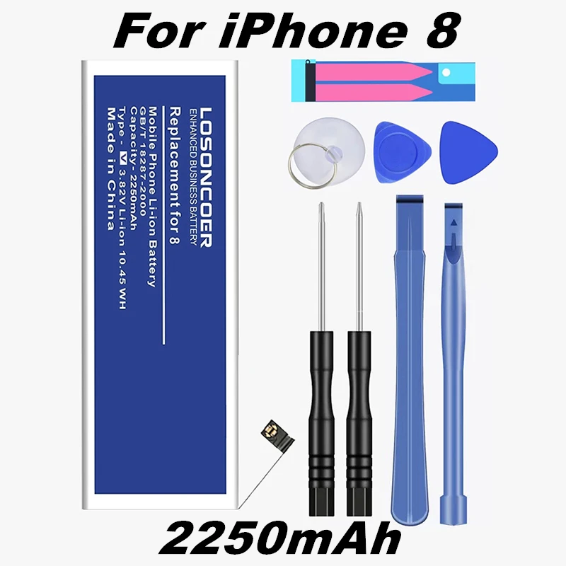 LOSONCOER i8 2250mAh Kvalitné Batérie Pre iPhone 8 8G Smart Telefónu Batérie+Bezplatné Nástroje