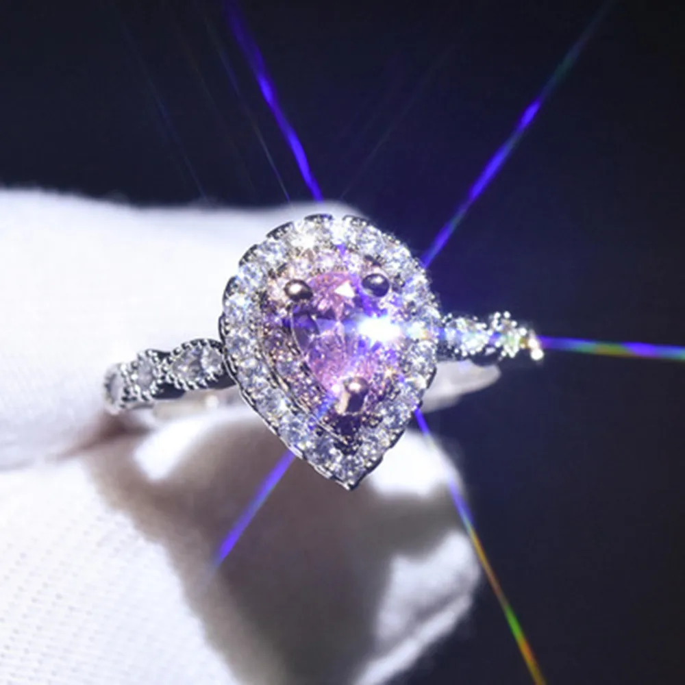 Luxusné Bling Veľké Drahokamu Crystal Námestie Srdce Tvar, Nastaviteľné Otvoriť Krúžky Návrh Simulácie Crystal Snubné Prstene Darček