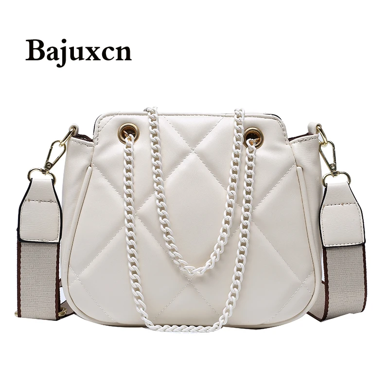 Luxusné dizajnér dámy rameno messenger taška jednoduchá kabelka biela žena reťazca taška mäkké kožené malé námestie taška 2020 nové
