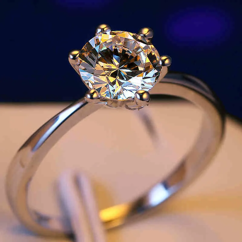 Luxusné Žena Malé Lab Diamantový Prsteň Reálne 925 Sterling Silver Zásnubný Prsteň Crystal Solitaire Snubné Prstene Pre Ženy