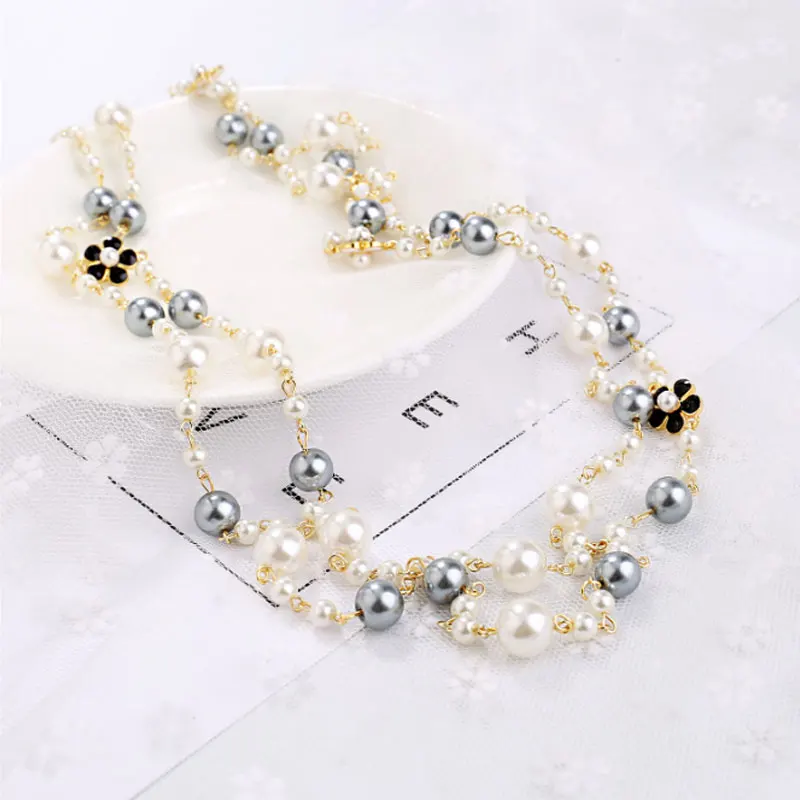 Luxusný Dizajn Značky Cmaellia Perlový Náhrdelník Pre Ženy Dvojvrstvové prívesok dlhý náhrdelník Strany šperky