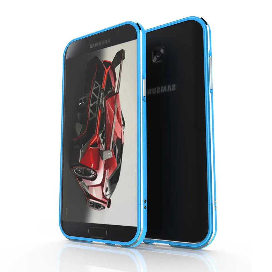 Luxusný Hliníkový Bumper pre Samsung Galaxy A3 2017, A5 2017, A7 2017 Nový Telefón Prípade Shockproof Kryt s Koženým Remienkom
