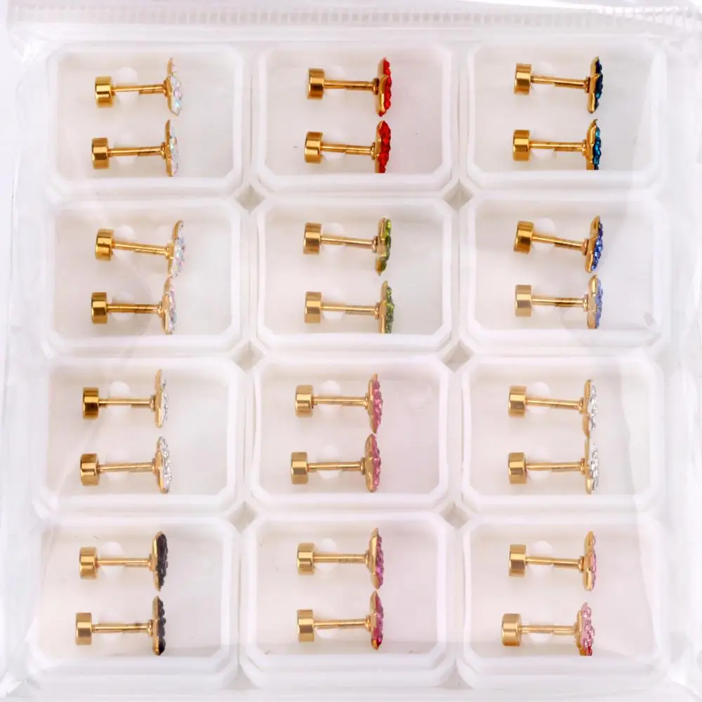 LUXUSTEEL earings módne šperky 2020 Star Crystal Stud Náušnice Brinco Strany 12Pairs Box z Nehrdzavejúcej Ocele Príslušenstvo Veľkoobchod