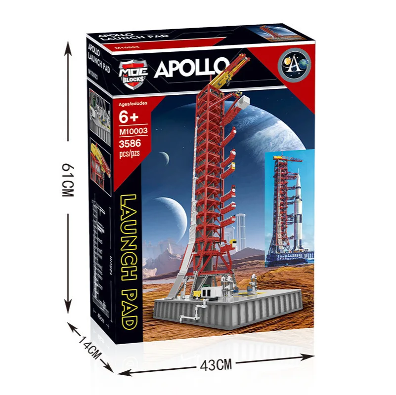 M 10003 J 79002 DHL NA Sklade 3586 PC Space Série Apollo Saturn V Spustenie Pupočnej Veža Techniku, Stavebné kamene, Tehly Darček