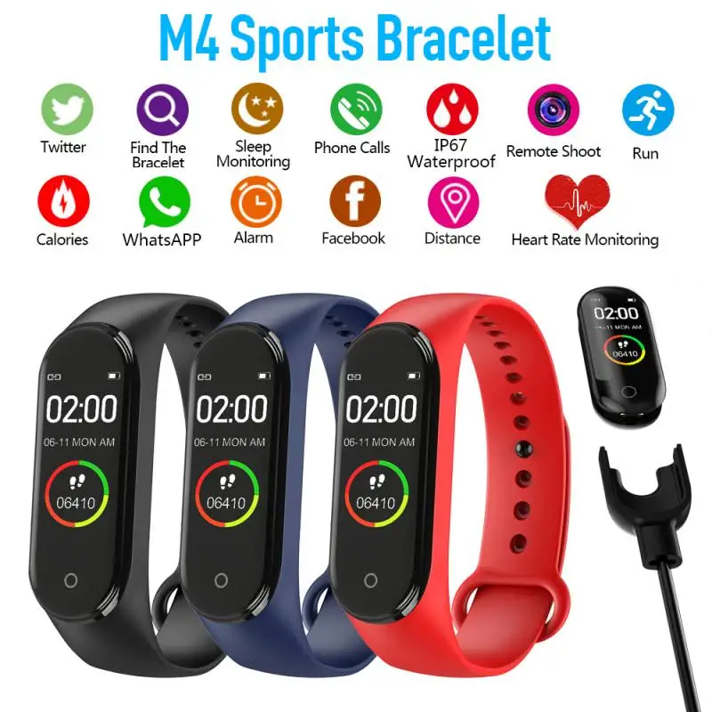 M4 Smart kapela fitness šport tracker smart pásmo tepovej frekvencie, krvného tlaku Monitor smartband krokomer vodotesný náramok