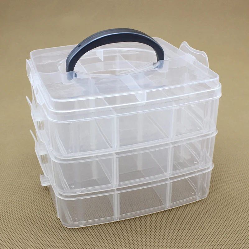 Malé tri vrstvy, prenosný úložný box plastový odnímateľný klasifikácia toy box dokončovacie šperky malý nástroj dokončovacie box