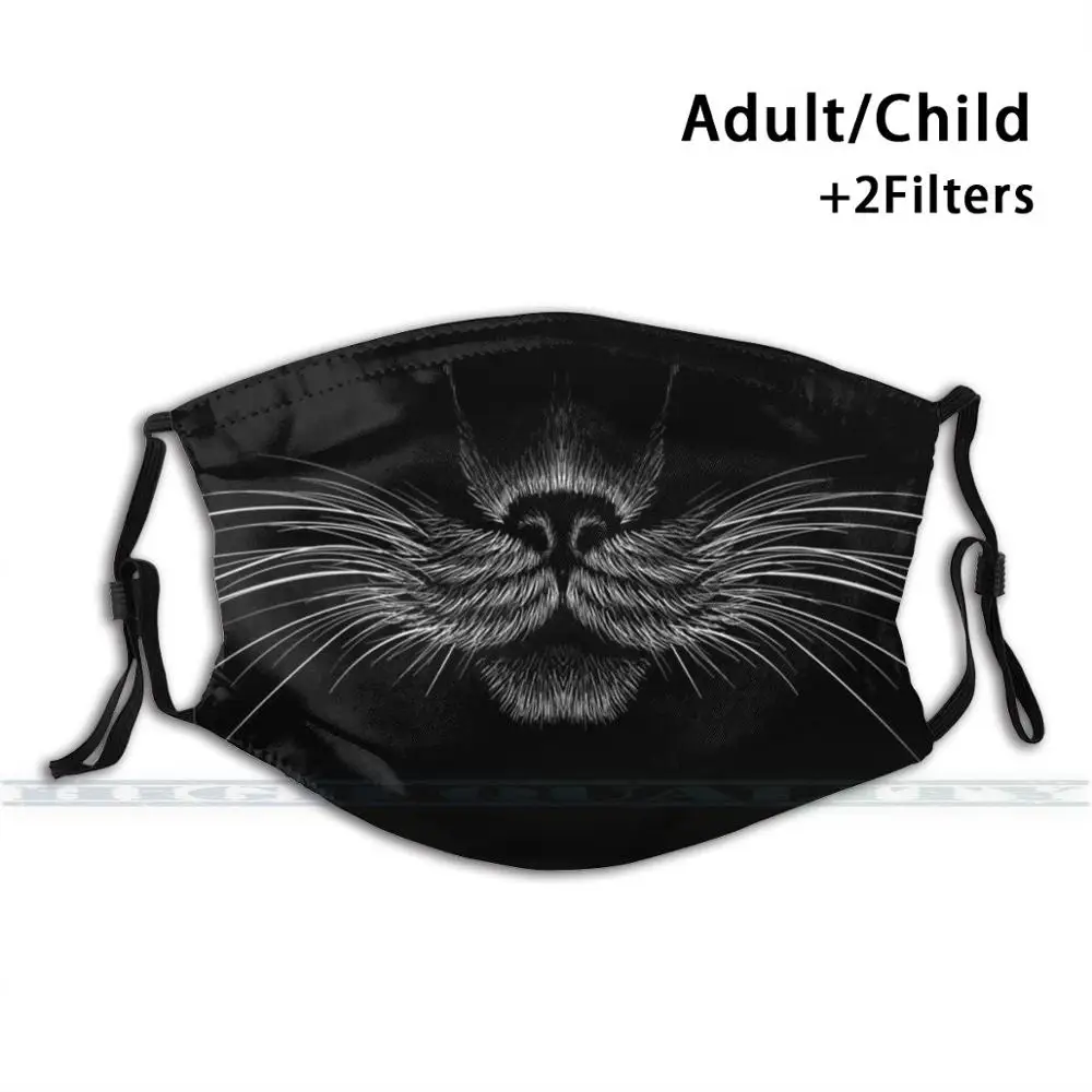 Maska Čierna Mačka Panther Textílie Masky Zvierat 3d Tlač Opakovane Úst Maska Umývateľný Filter Proti Prachu Masku na Tvár Masku