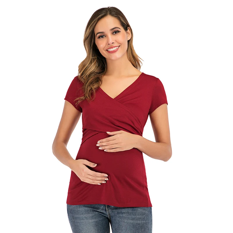 Materskej Topy dámske Pohodlné Krátke Rukáv Ošetrovateľskej Tunika Top na Dojčenie T-Shirt Tehotná, Tehotenstvo Dámske Oblečenie Mama