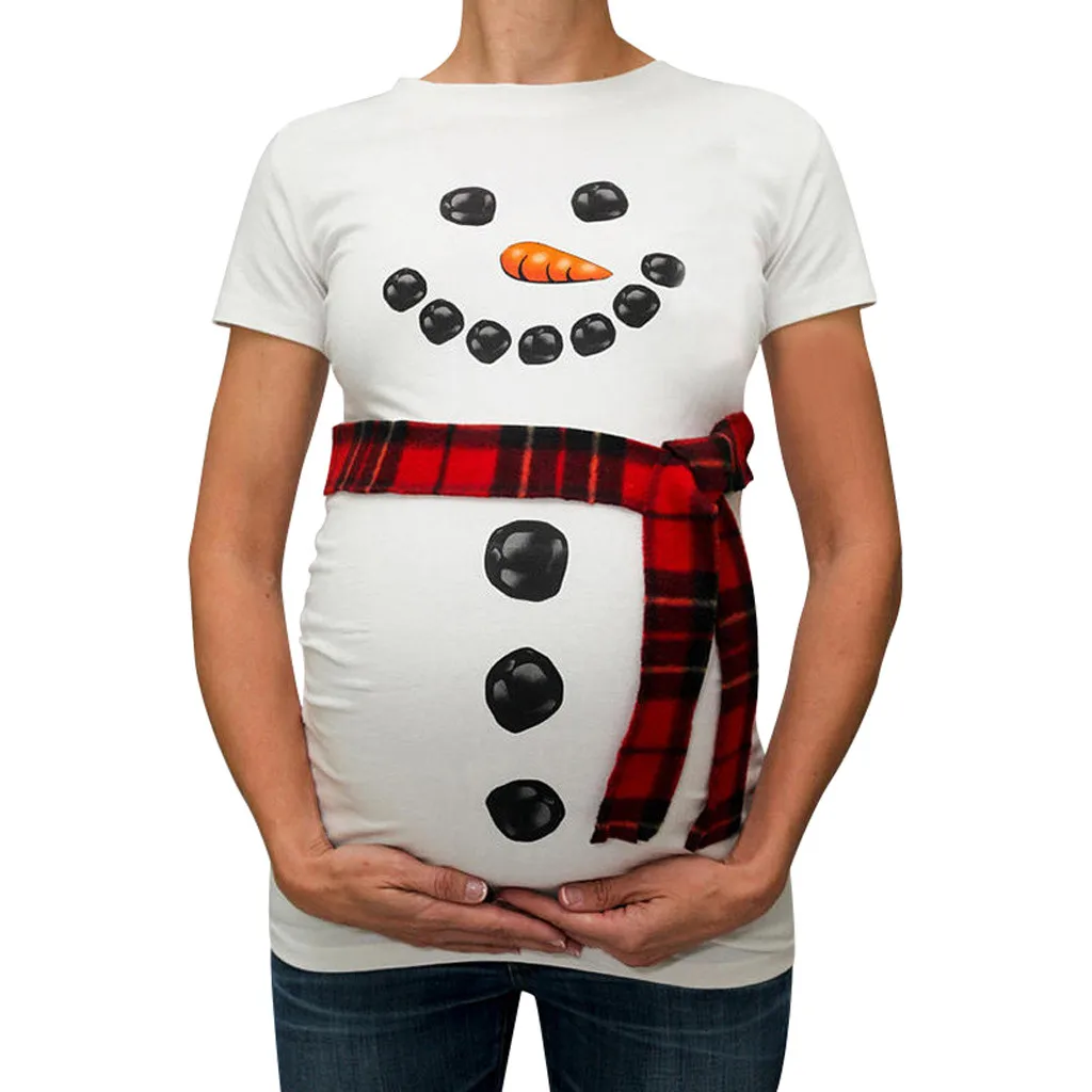 Materské oblečenie Žien Vianočné Snehuliak Cartoon Materskej T Košele Tehotenstva Tee Šaty, Topy одежда для беременных tehotenstva