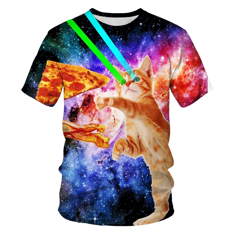 Mačka 3D tlač fashion T-shirt mužov a ženy, páry cute cat street oblečenie voľné a pohodlné textílie O-výstrihom pánske T-shirt
