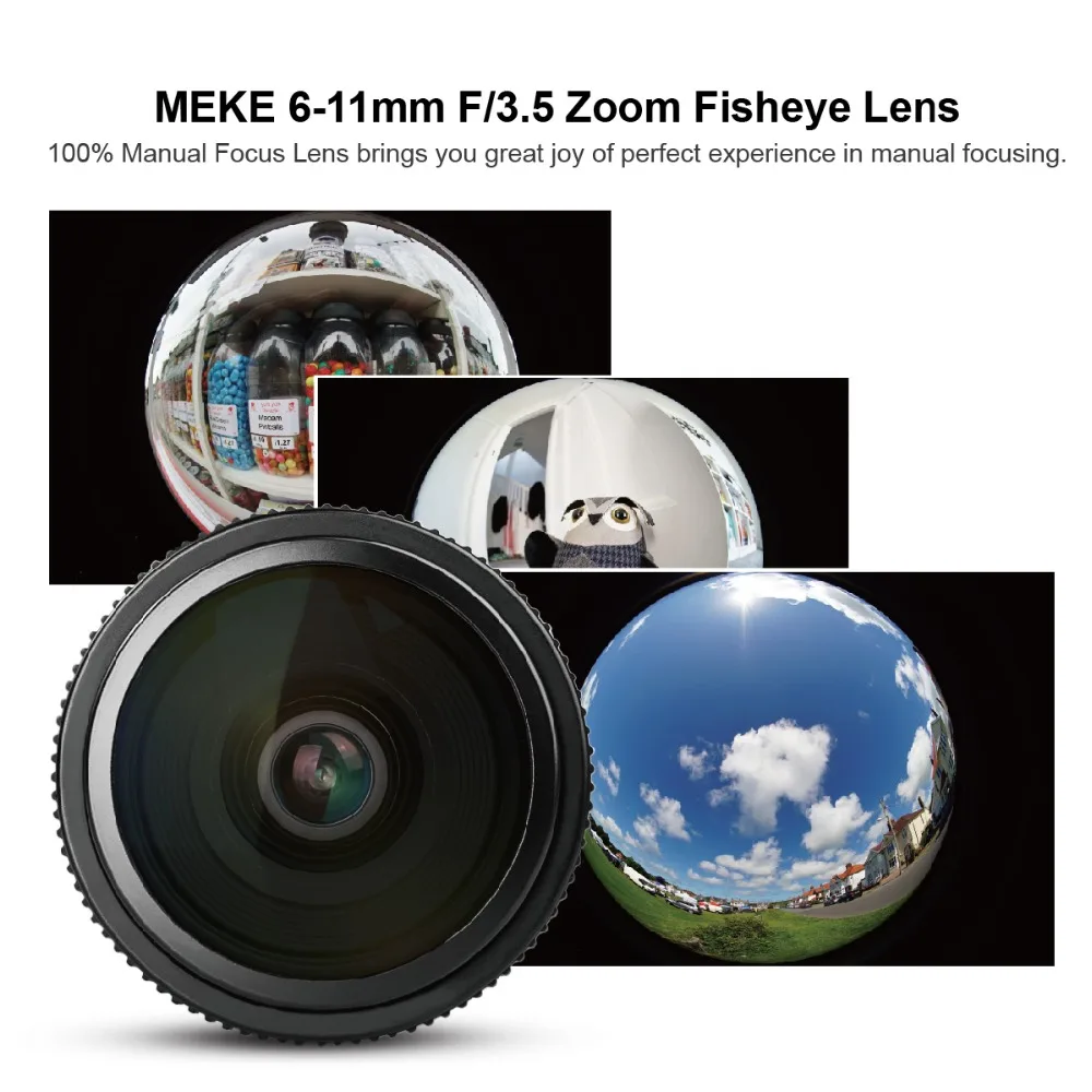 Meike 6-11 mm Ultra Široký F3.5 Zoom Fisheye Objektív pre Všetky Canon EOS EF Mount ZRKADLOVKY s APS-C/Plný Rám+Darček Zadarmo