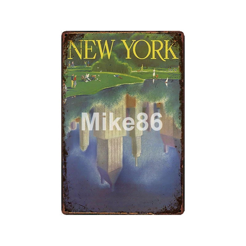 [ Mike86 ] MOSKVA, NEW YORK, Paríž, Berlín LAS VEGAS Kovové Prihlásiť Vintage Obchod Retro Železa Maľovanie Plagátu Umenie 20*30 CM, LT-1946