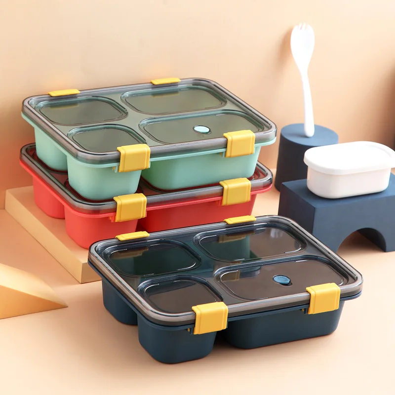 Mikrovlnná Lunch Box Nepriepustných S Priehradkami Lunch Box Pre Deti Jedálne Tanier Potraviny Kontajner Bento Box S Lyžicou