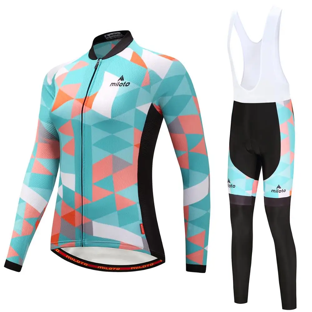 Miloto Ženy Cyklistické Oblečenie Zimné Long Sleeve Jersey Nastaviť Thermal Fleece Vlastné Cestnej Bike Jednotné Mallot Ciclismo požičovňa stu