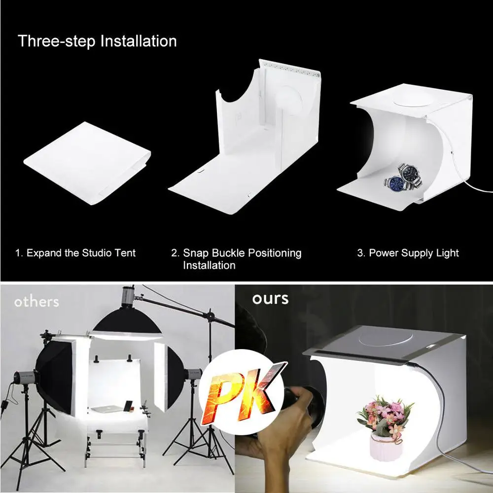 Mini Light Box Dvojité LED osvetlenie Miestnosti Photo Studio Photography Osvetlenie Streľba Stan Pozadie Cube Box Photo Studio Kit YZ