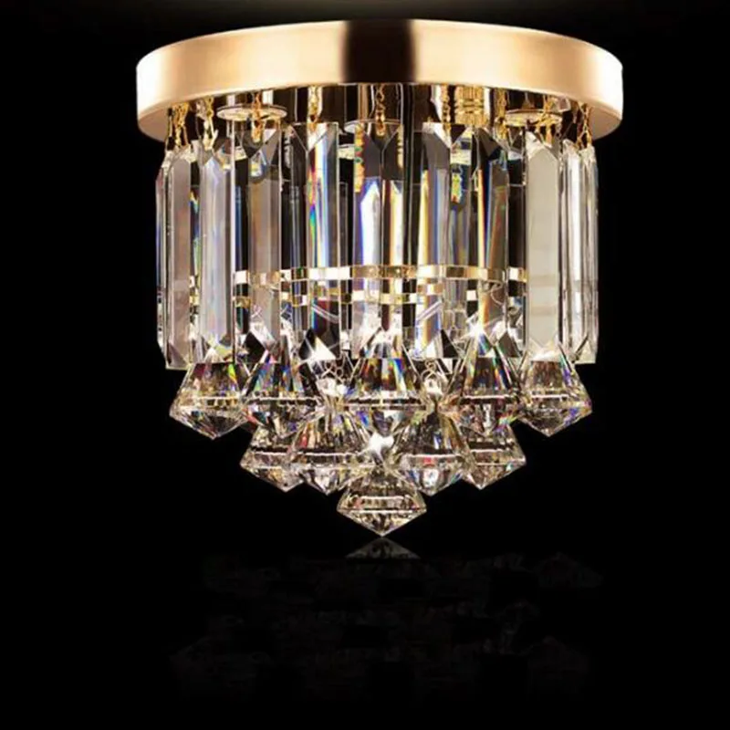 Moderné a luxusné jasné / champagne crystal K9 led E14 stropné svietidlo pre obývacej izbe, vstupná hala