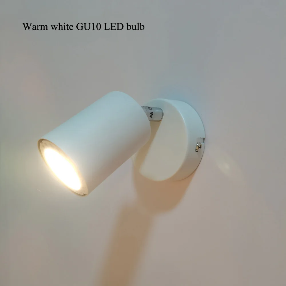 Moderné Krásne Malé Matné Biele Nočné Čítanie Pozornosti AC85-265V 5W GU10 LED Žiarovka Otočná Stenu Sconces Pre Spálne Vstup