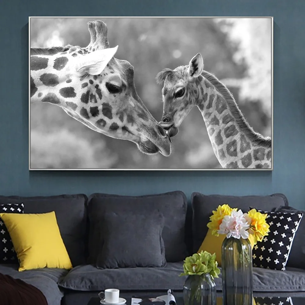 Moderné Umenie Dekor Matka A Dieťa Žirafa Zvierat Plátno Na Maľovanie Na Stenu Umenie Plagátu A Vytlačí Obrázok Pre Obývacia Izba Cuadros