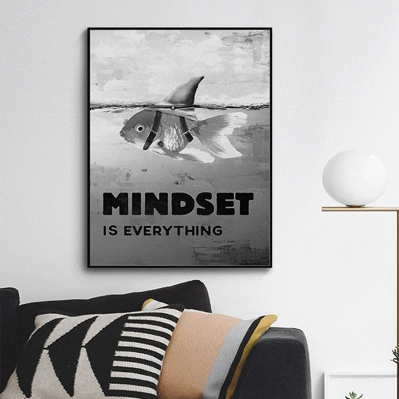 Moderné Umenie Motivácia Plagáty Plátno na Maľovanie Myslenie Je Všetko Shark Ryby Plátno, Vytlačí Obrázok pre Obývacia Izba Dekor
