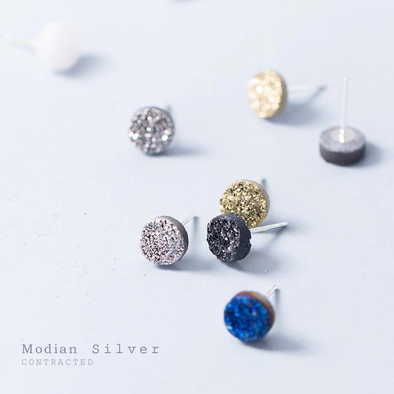 Modian Multicolor Modré Crystal Jednoduché Stud Náušnice Klasické 925 Sterling Silver Kúzlo Šperky Pre Ženy S925 Náušnice Bijoux