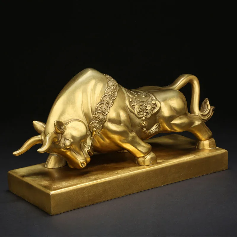 Mosadz Wall Street Bull Socha，Moderného umenia ručné socha，Zvierat zverokruhu ox，High-end domáce dekorácie，Office darček socha