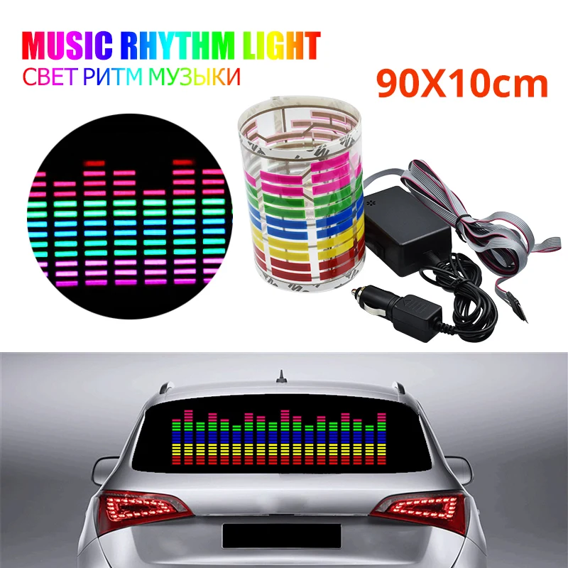 Multi-size Auto Nálepky, Hudba, Rytmus, LED Flash Light Lampy Auto Zadné Sklo Dekoratívne Svetlo Aktivované Zvukom Ekvalizér 12V