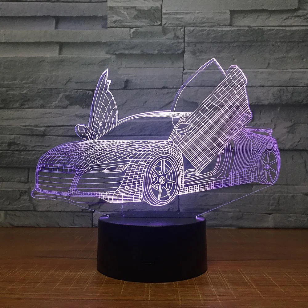 Multi Výber Cool Športové Auto Auto 3D Nočné Svetlo Novosti 7 Farby Meniace LED Stôl, stolná Lampa 3D Ilúziu, Svietidlá Pre Chlapcov Dary