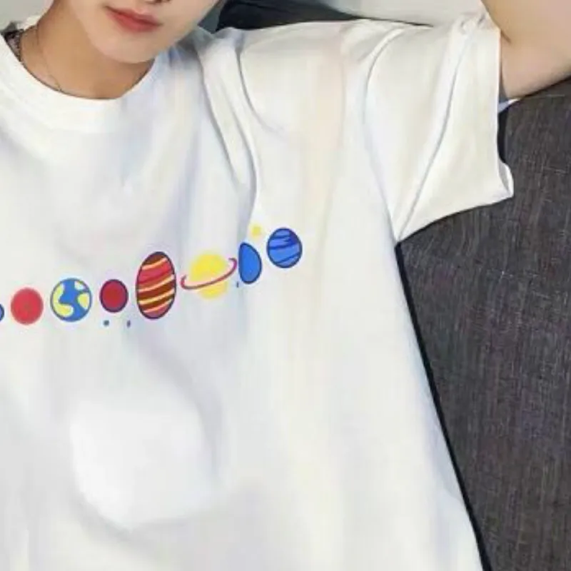 Muži Krátke Rukávy T-shirt Lete O tvaru Tlačené Trendy Voľné Muž Bežné Ulzzang kórejský Štýl Jednoduché Pánske Streetwear Nové Topy