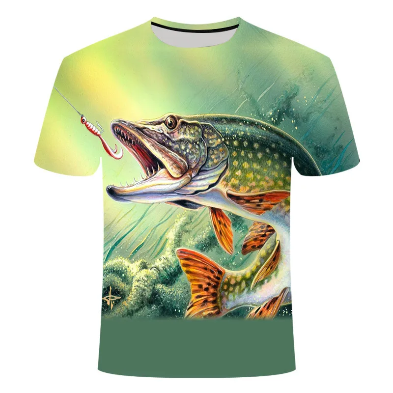 Muži Ženy Ležérny Štýl Rybárske Tričko 3D Ryby Digital Print T-shirt Krátkym Rukávom O Neck T-shirts pre s-6xl 2020