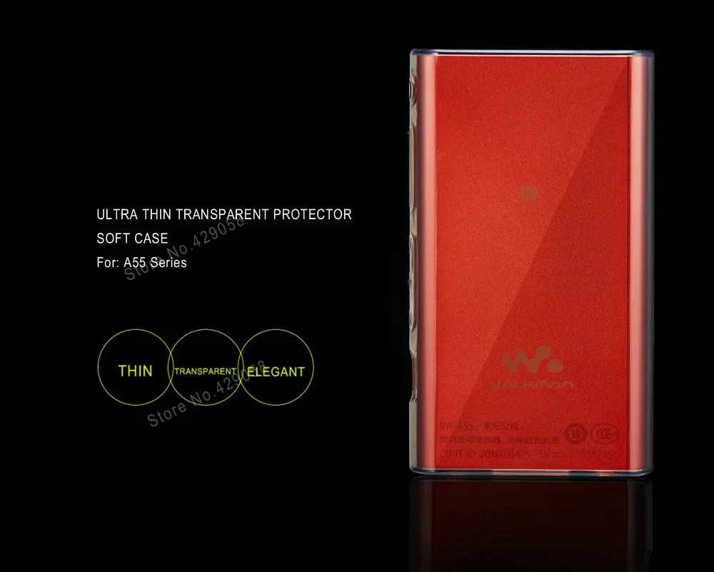 Mäkké Pokrytie Crystal TPU Jasný Prípad pre Sony Walkman NW A55HN A56HN A57HN A50 A55 A56 A57 s Screen Protector a Popruhy
