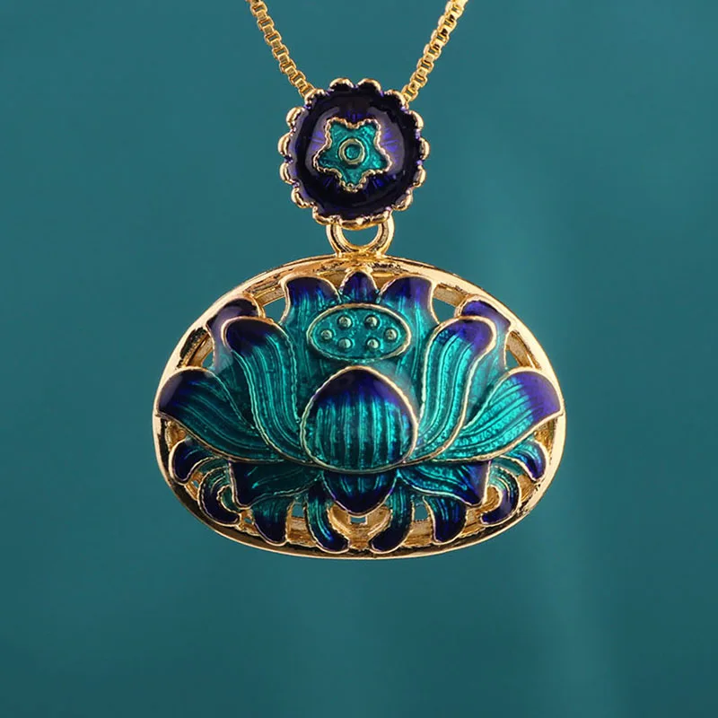 Móda etnických Kvet cloisonne náhrdelník vintage šperky,Jemná smalt prívesky, Náhrdelníky,šperky pre ženy
