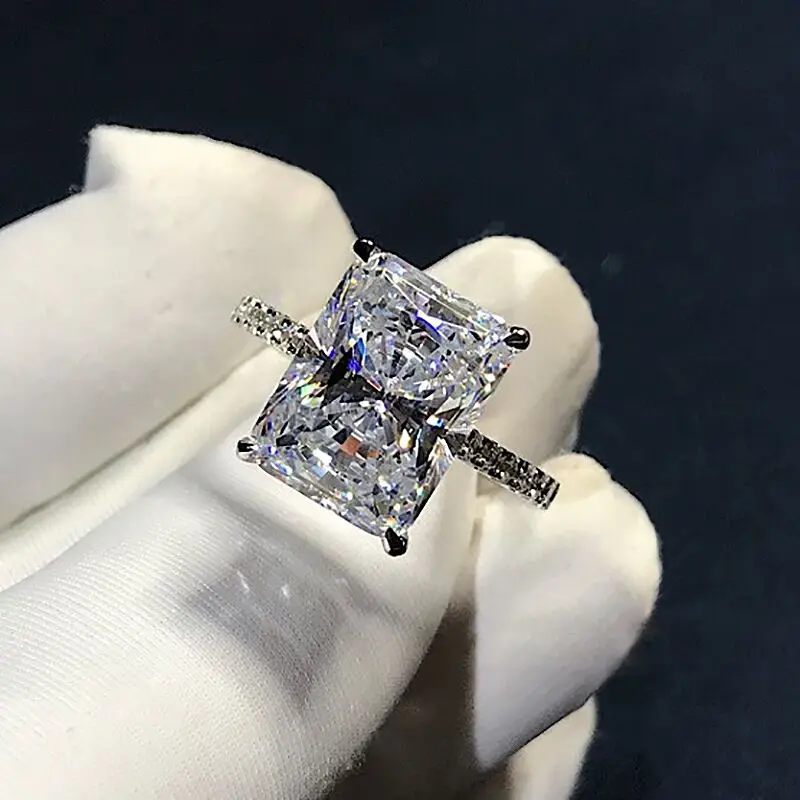 Móda Prstene Pre Ženy S925 Strieborné Svadobné Svadobné Jemné Šperky Diamond Sľub Zásnubný Prsteň Príslušenstvo Drop Shipping